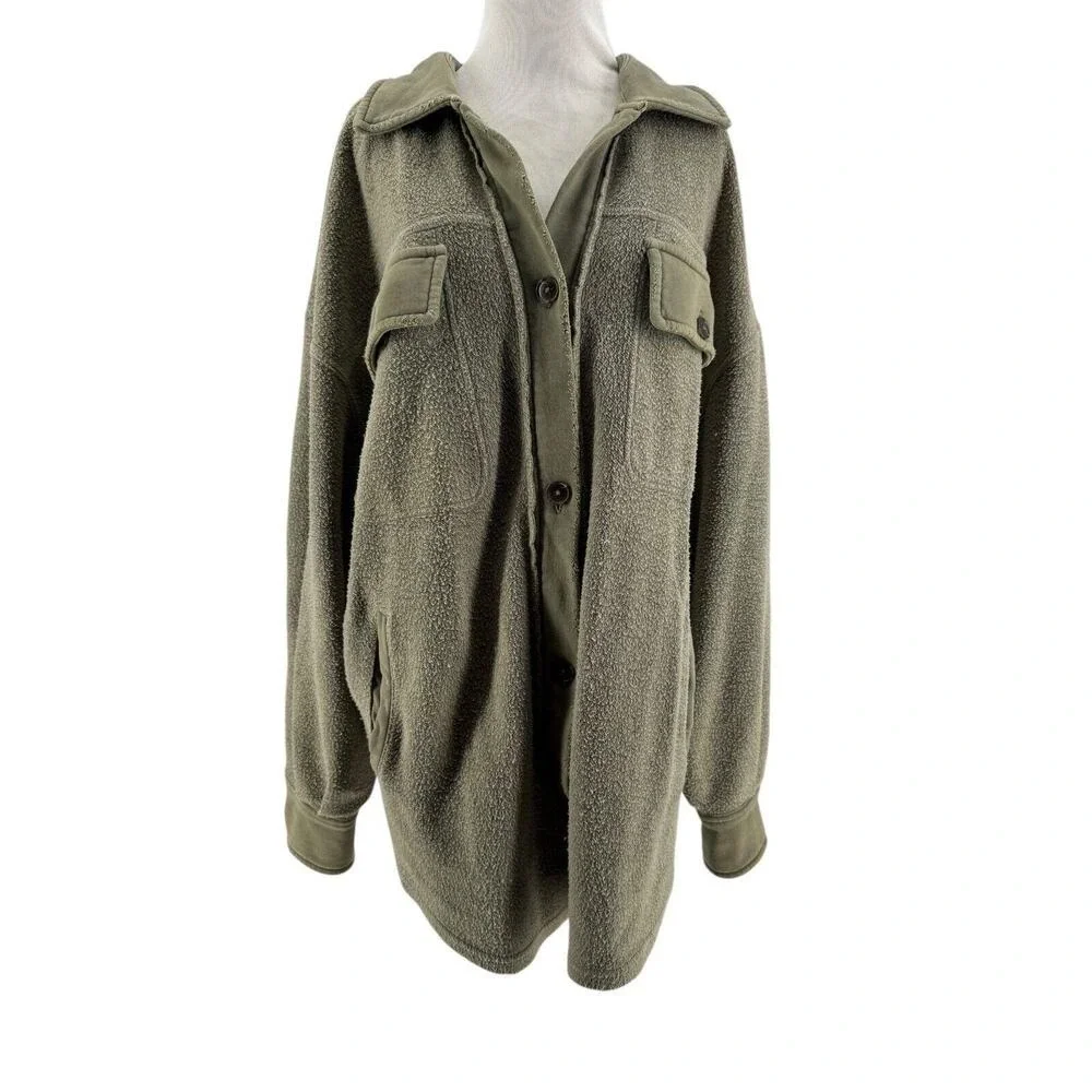 Free People Women's Dirty Olive Green Oversized Slouchy Ruby Jacket Size Small